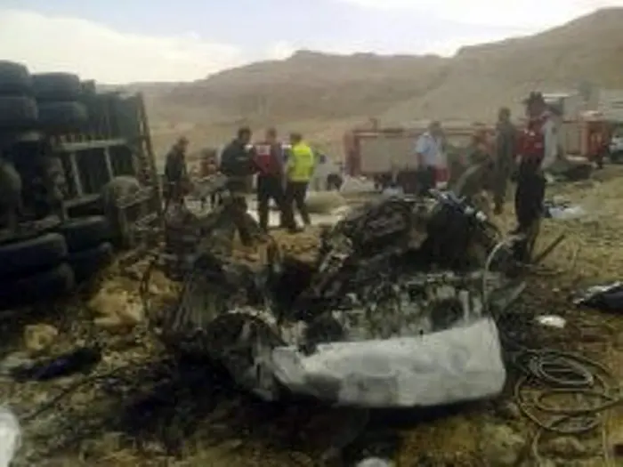 זירת התאונה בכביש הערבה בפברואר 2010
