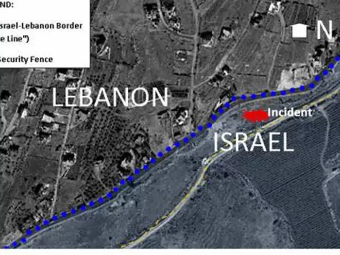 ישראלי אחד וארבעה לבנונים נהרגו בתקרית הירי בגבול. תצלום אוויר של אזור התקרית