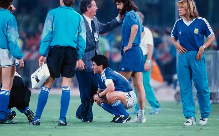 דייגו מראדונה שחקן נבחרת ארגנטינה לאחר ההפסד בגמר גביע העולם 1990