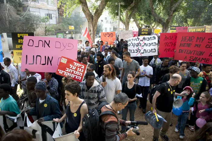 הפגנה בעד זכויות הפליטים, לפני מספר חודשים