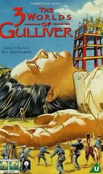 פסיפס של שנינויות מושחזות הפך למסכת של פזמונים וריקודים. כרזת "The Three Worlds of Gulliver" מ-1960