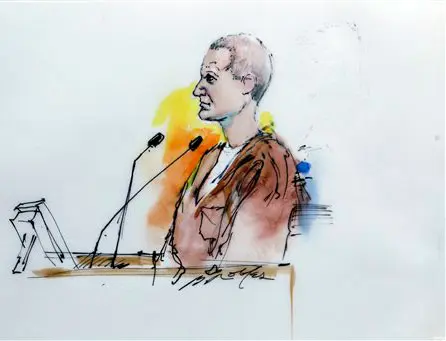 לאפנר כפי שתועד על ידי צייר בבית המשפט בפיניקס
