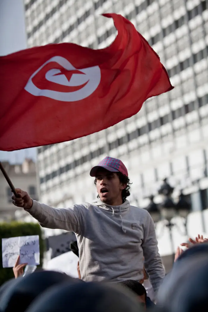 הפגנה בטוניס בירת טוניסיה נגד מפלגת השלטון RCD