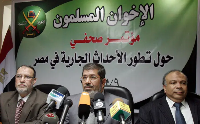 הנהגת האחים המוסלמים במצרים במסיבת עיתונאים ב-9 בפברואר 2011