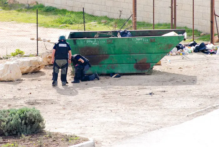 המקום בו אירע פיצוץ מטען הצינור בירושלים ממנו נפצע עובד התברואה, מרץ 2011