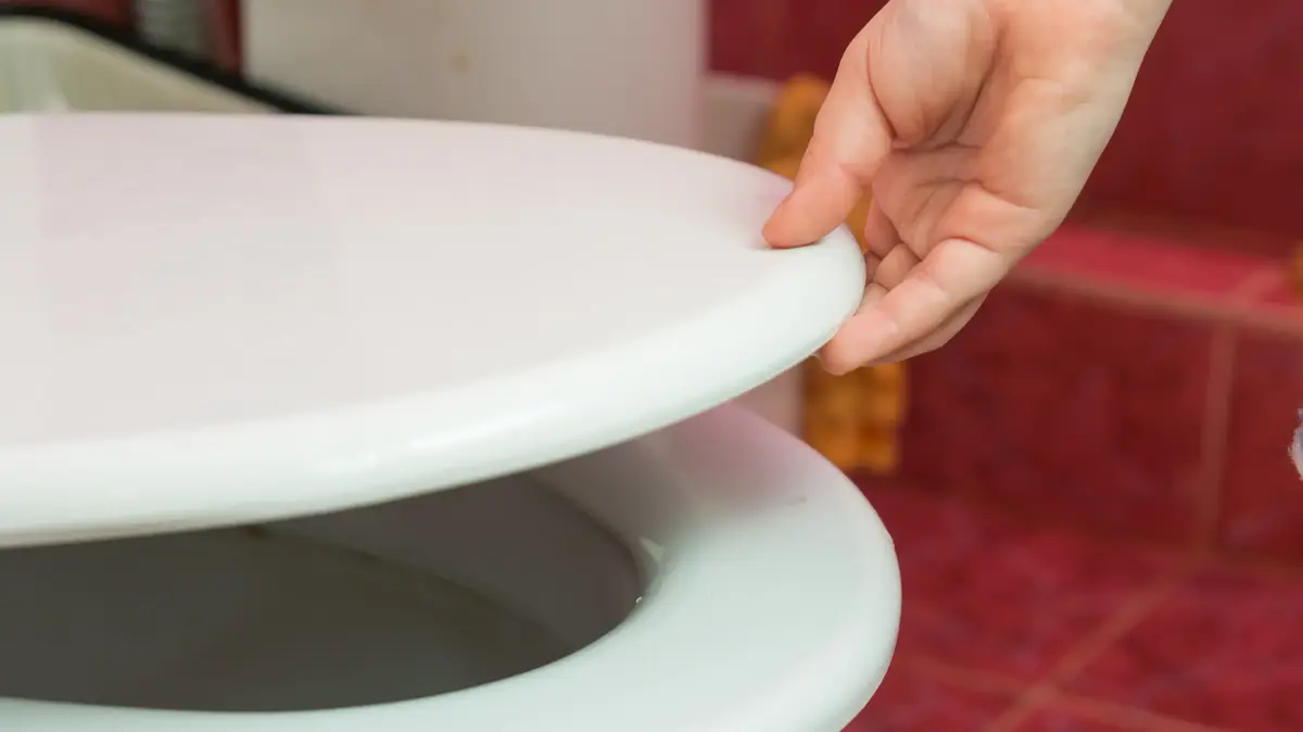 "You to lower the toilet lid before lowering the water and it