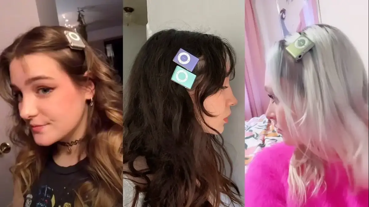 how old are we Women use the Apple iPod as a hair clip - voila! Fashion