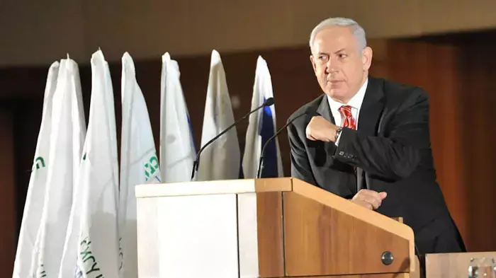 ראש הממשלה בנימין נתניהו בעצרת הסוכנות היהודית, יוני 2011