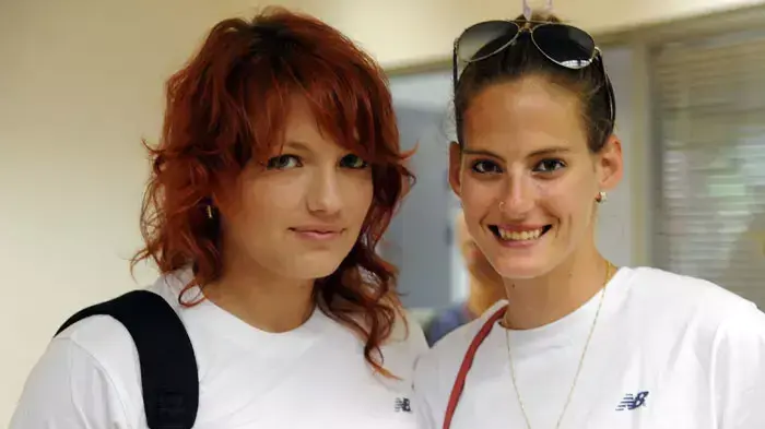 מעין פורמן קופצת לגובה ישראלית עם אנסטסיה מוצ'קייב הודפת כדור ברזל ישראלית