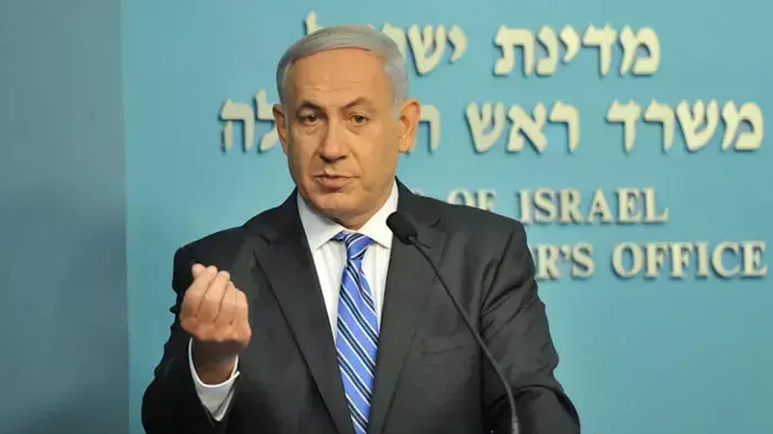 בנימין נתניהו במסיבת עיתונאים על מחאת הדיור, יולי 2011