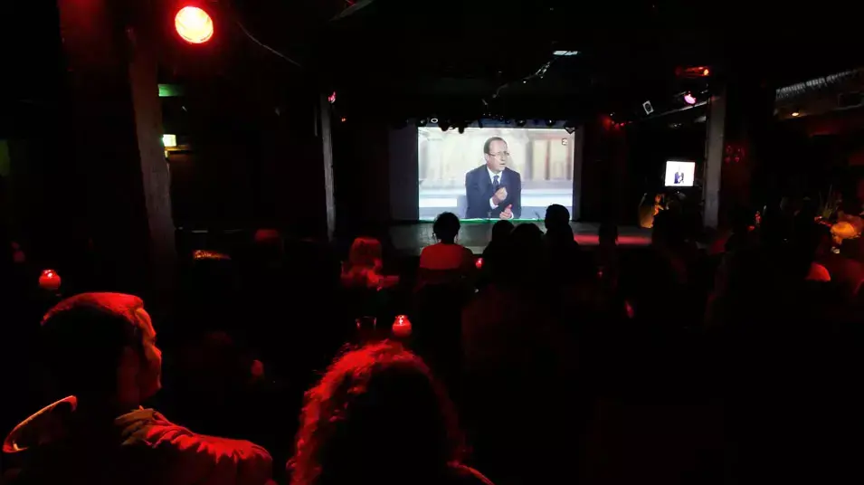 עימות בין נשיא צרפת ניקולא סרקוזי לפרנסואה הולנד. פריז, מאי 2012