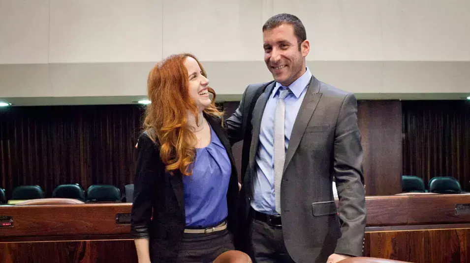 איציק שמולי וסתיו שפיר ביום עיון לחברי הכנסת החדשים, ינואר 2013