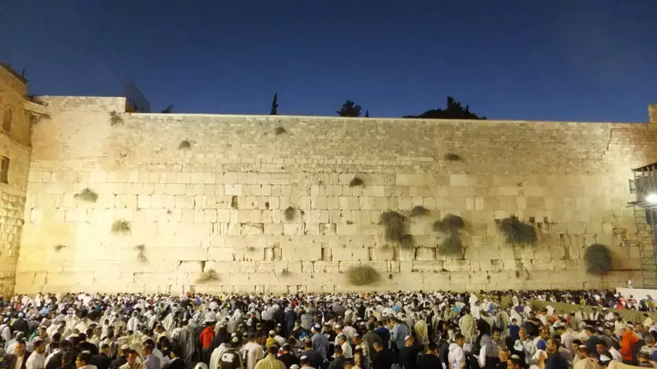 גברים ונשים מתפללים בכותל