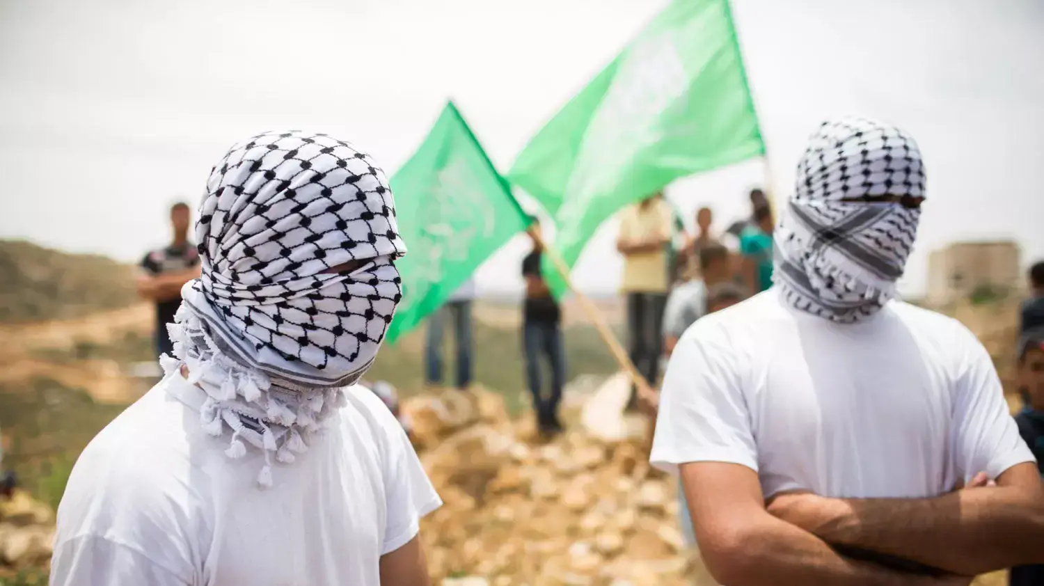 הלווייתם של שני הצעירים הפלסטינים שנהרגו מאש צה"ל בהפגנות יום הנכבה, רמאללה, מאי 2014