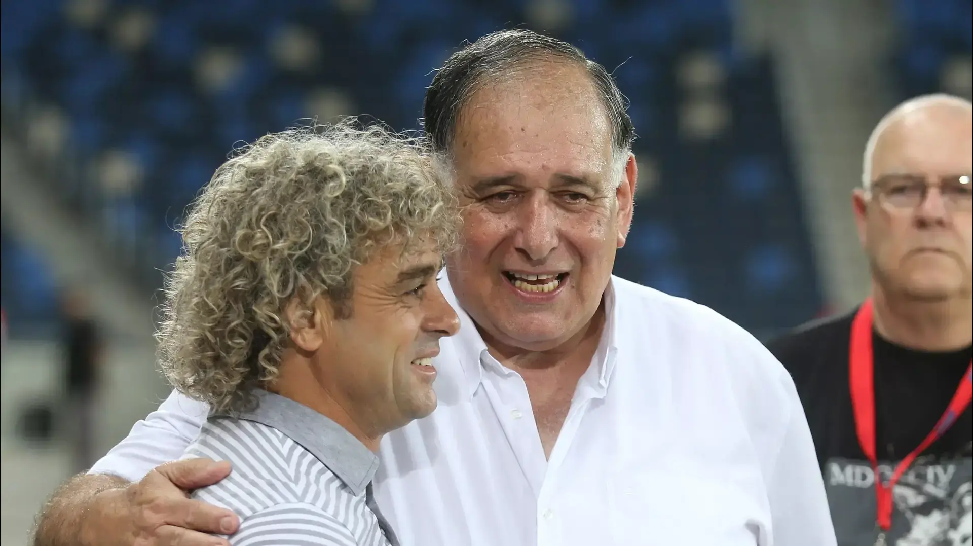 יונה יהב ראש עיריית חיפה עם ראובן עטר מאמן הפועל חיפה