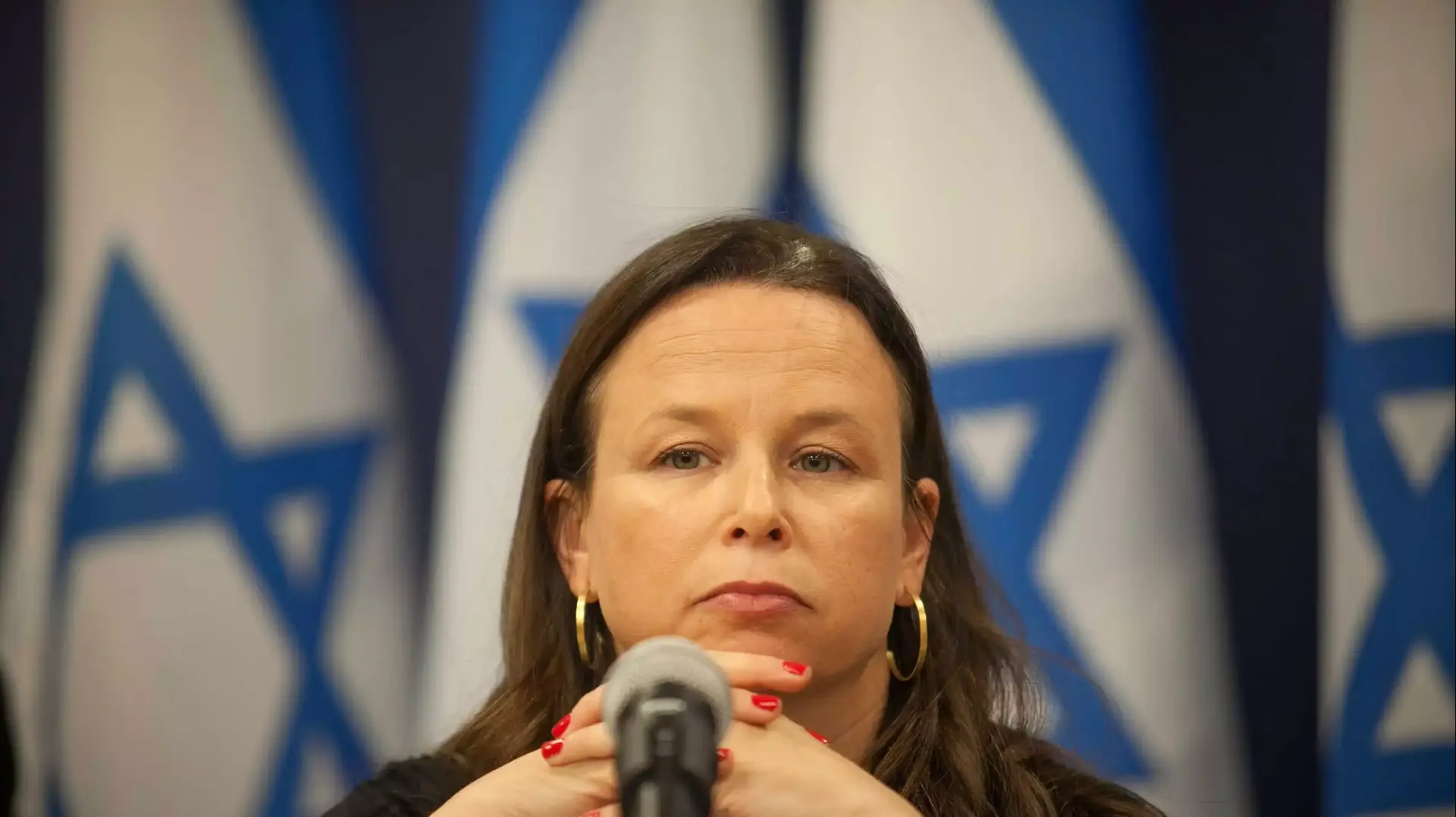 יעל אנדורן מנכ"לית משרד האוצר במסיבת עיתונאים בה מוצג תקציב 2015