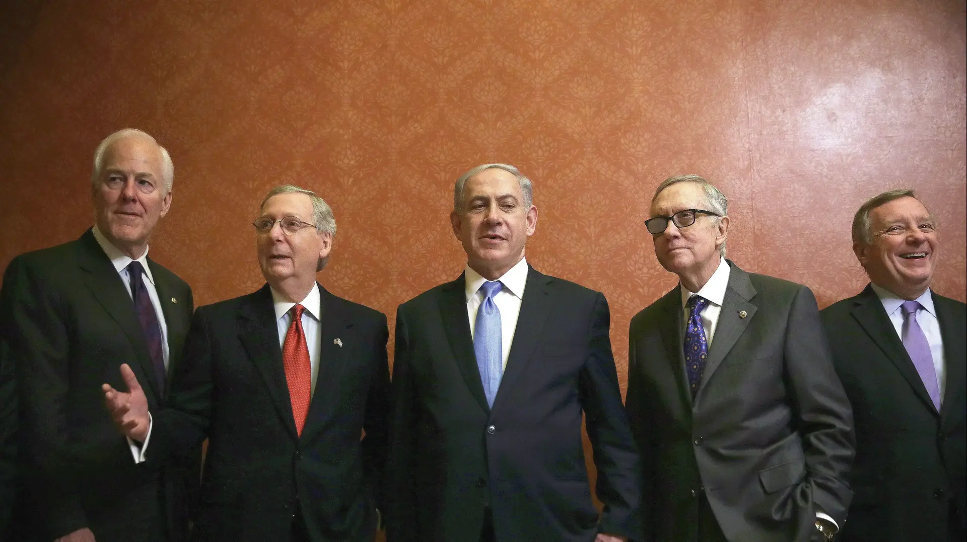 ראש הממשלה נתניהו עם הסנאטורים הארי ריד ומיץ' מקונל  4 במרץ 2015
