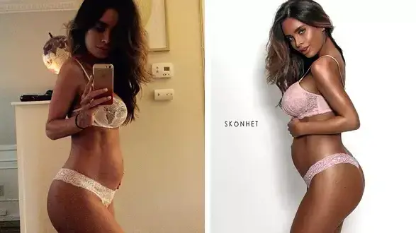הדוגמנית שרה סטייג' בחודש שמיני להריון