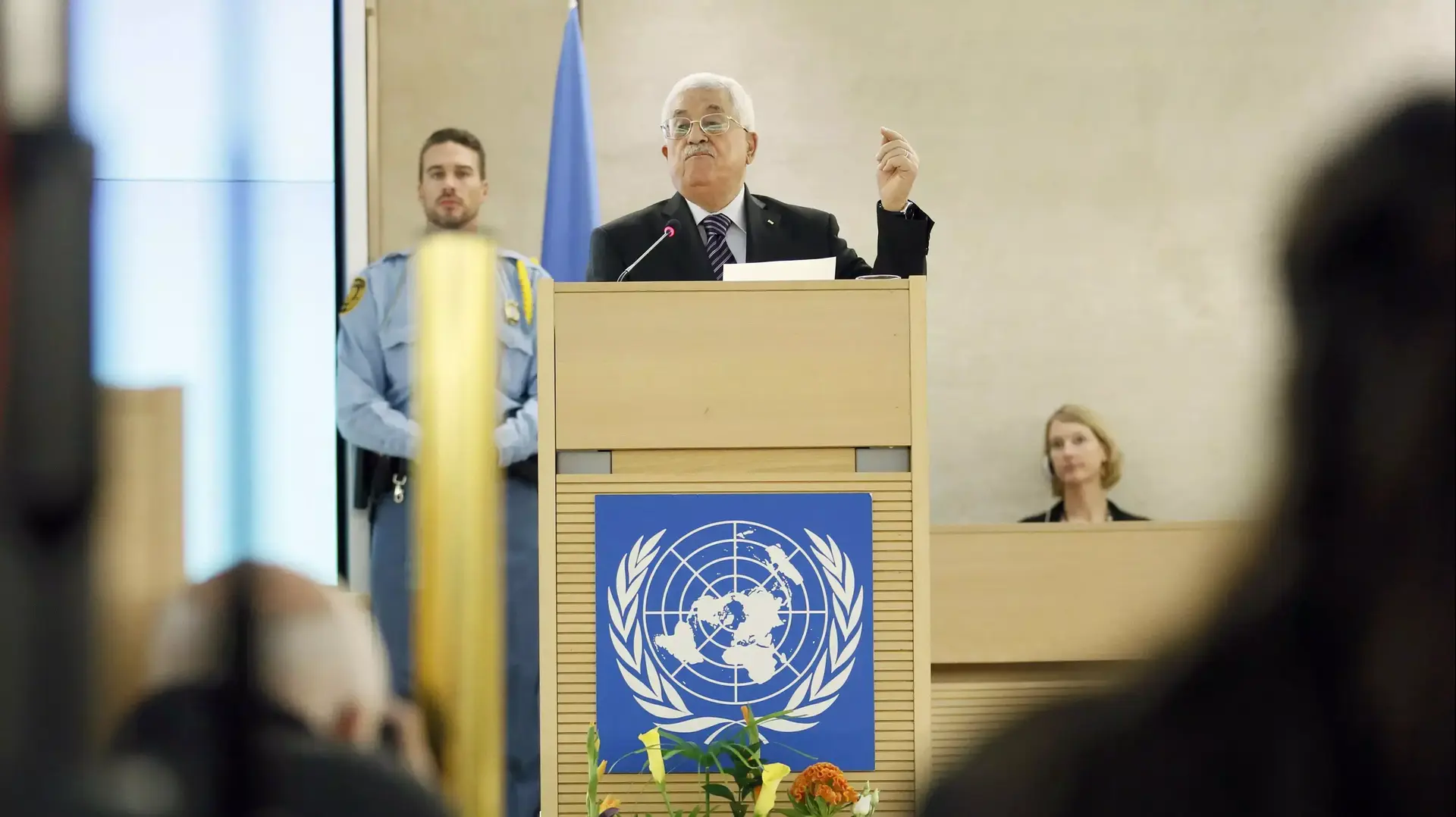 יו"ר הרשות הפלסטינית אבו מאזן במועצת האו"ם לזכויות אדם, 28 באוקטובר 2015