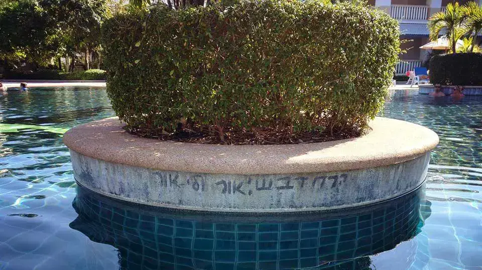 הישראלי המכוער גרפיטי בבריכת מלון בתאילנד