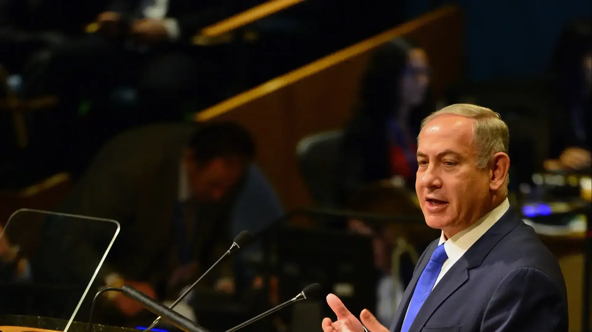 ראש הממשלה בנימין נתניהו נואם בעצרת האו"ם, ניו יורק. 22 בספטמבר 2016