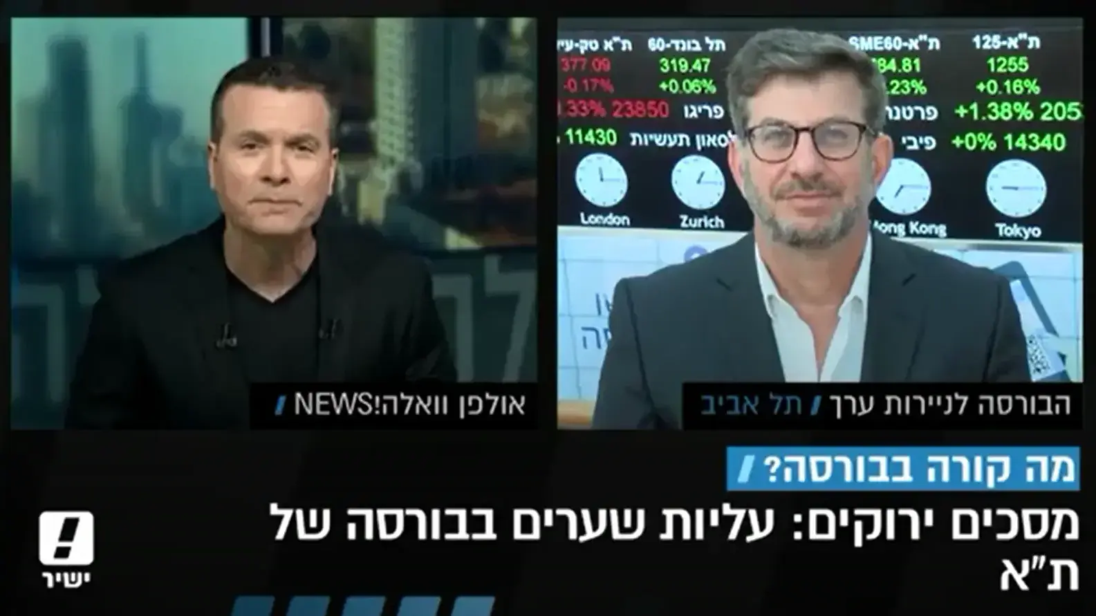 אלדד תמיר מדווח על הפעילות בבורסה במהדורה היומית של יעקב אילון