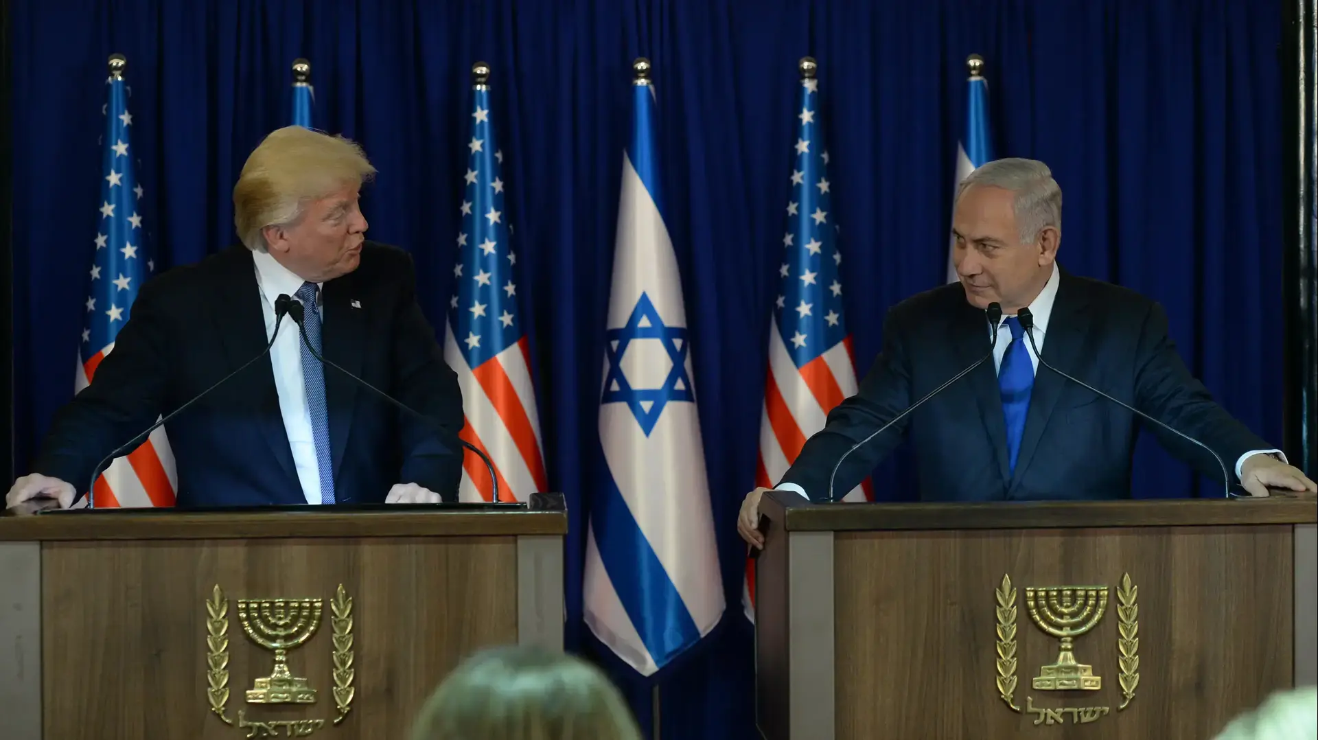 נתניהו וטראמפ בהצהרות בבית רוה"מ הערב 22 במאי 2017