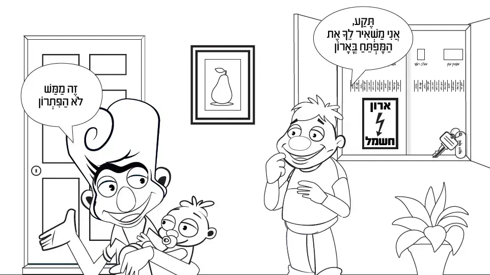דף צביעה של כלל בטיחות בחשמל מטעם חברת החשמל