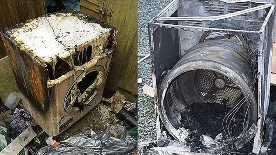 מכונת כביסה נשרפת