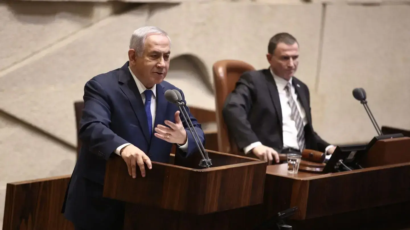 ראש הממשלה בנימין נתניהו במהלך נאומו במליאת הכנסת 12 במרץ 2018