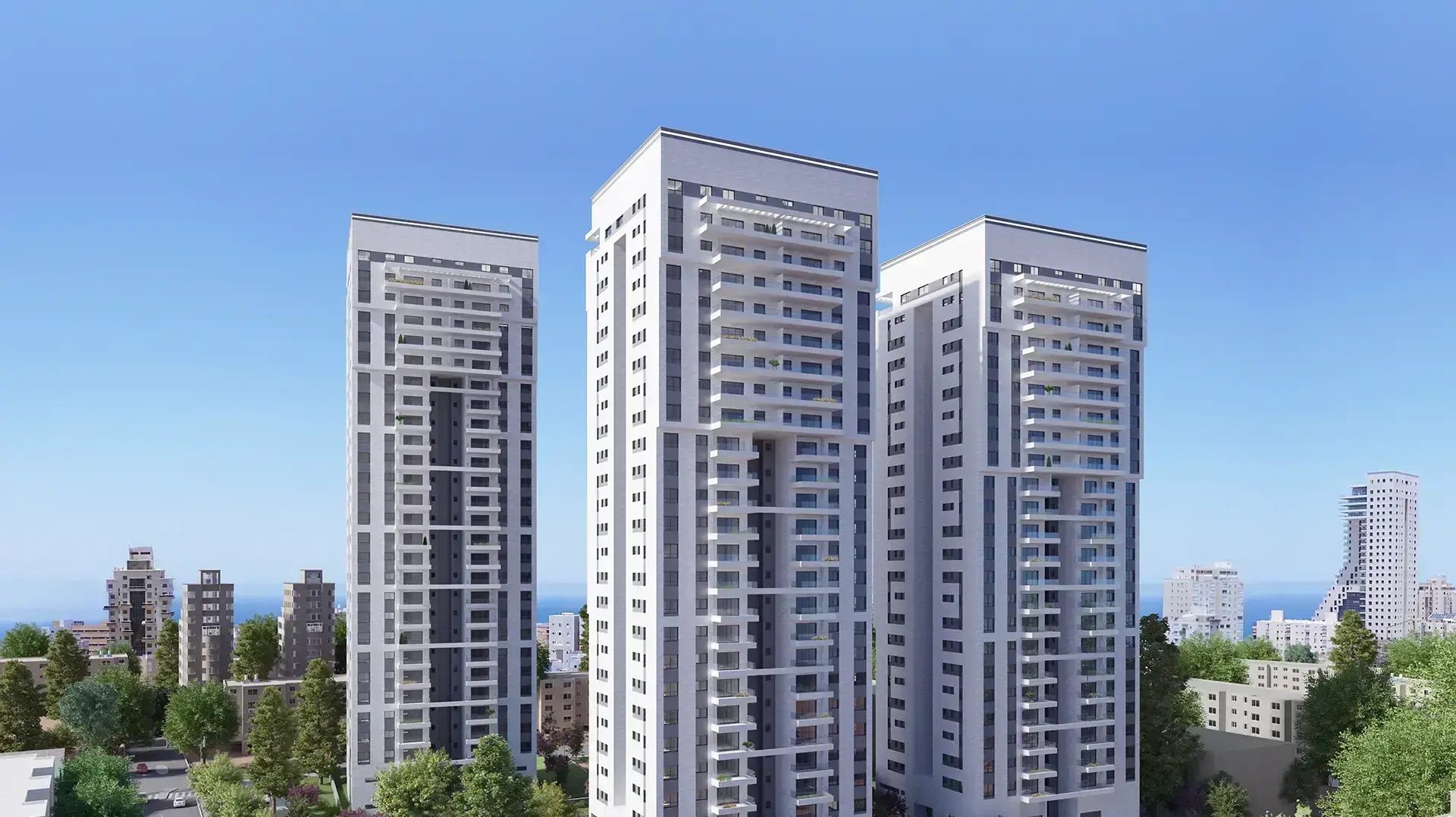 הדמיית מגדלי סביון סיטי נתניה של אפריקה ישראל מגורים