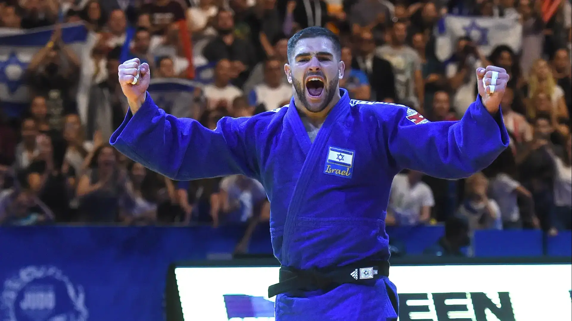 פיטר פלצ'יק ג'ודוקא ישראלי חוגג זכייה במדליית ארד, אליפות אירופה 2018