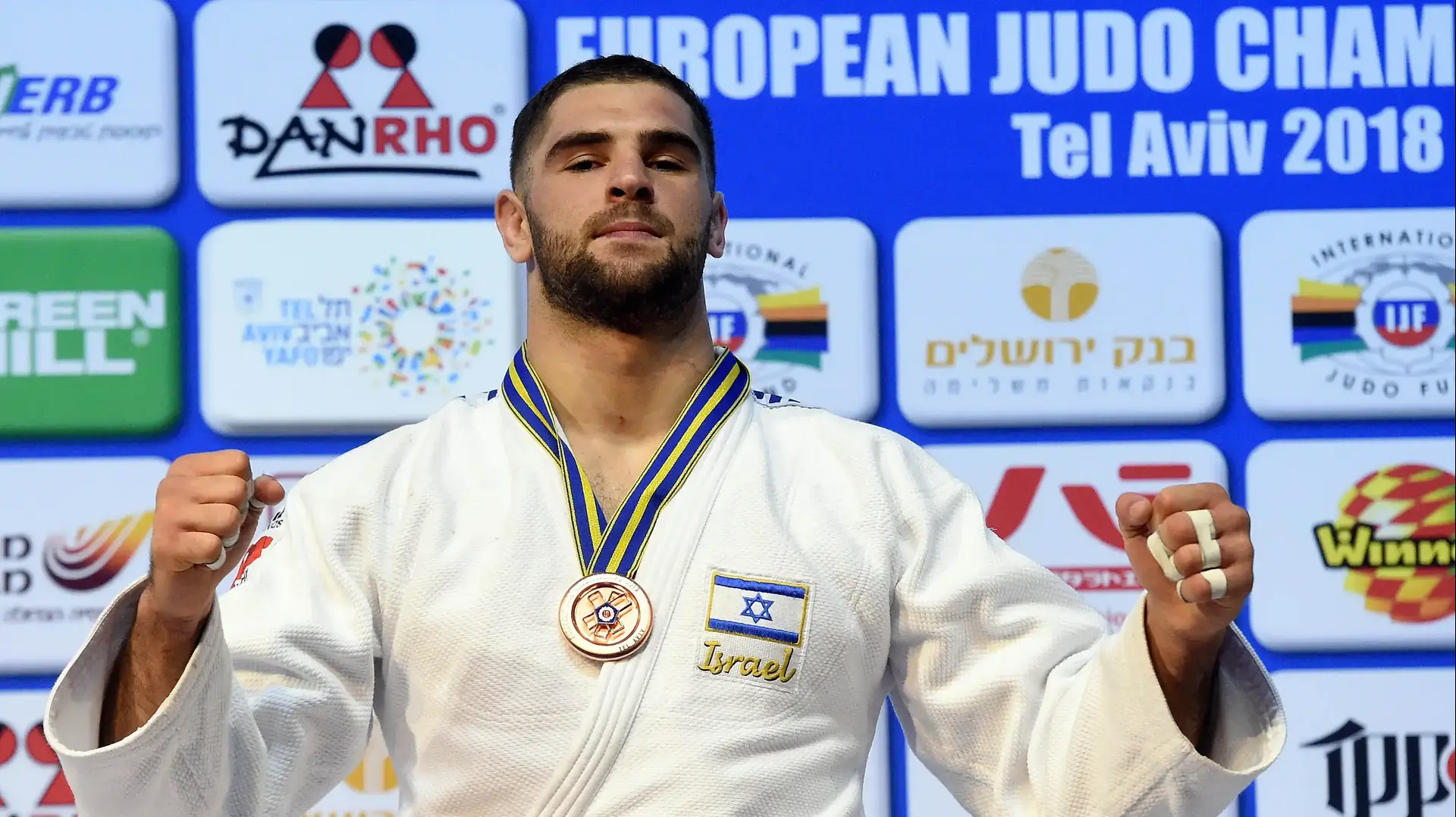פיטר פלצ'יק עם מדליית ארד, אליפות אירופה בג'ודו 2018