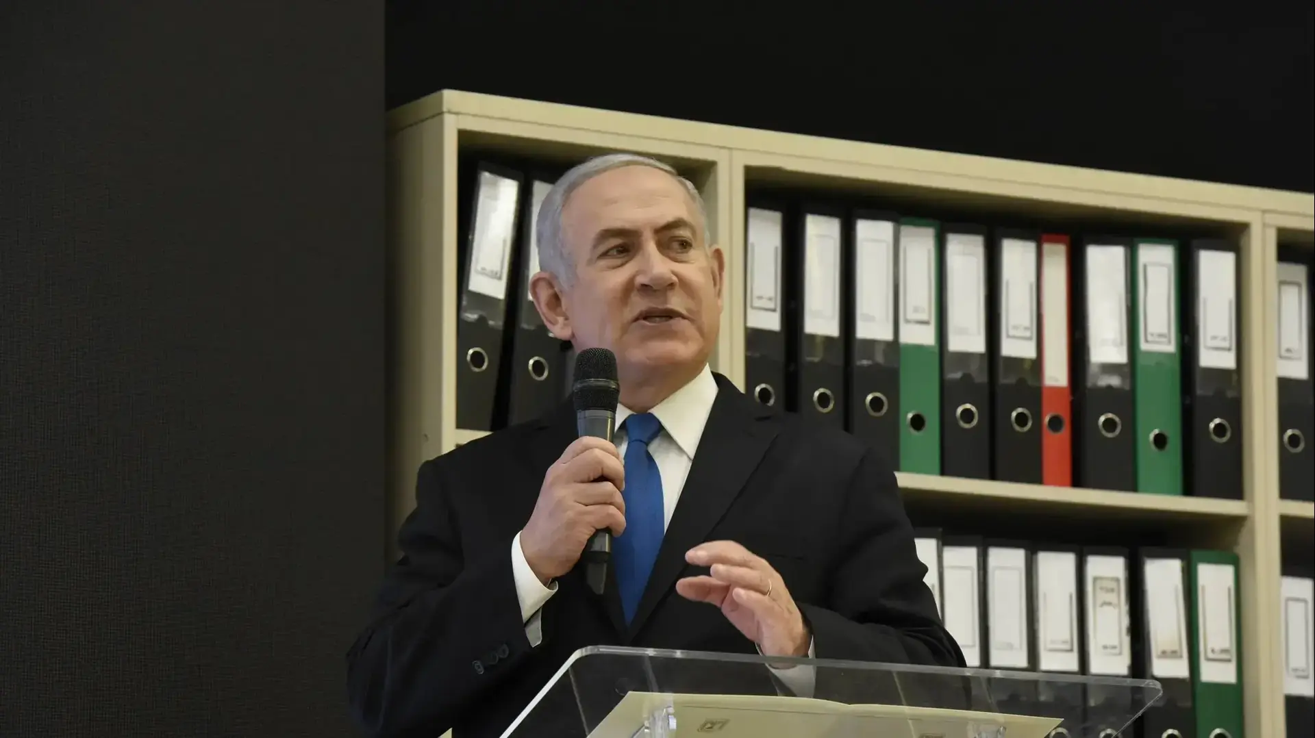ראש הממשלה בנימין נתניהו במהלך הצהרה מיוחדת על התפתחות משמעותית בעניין הסכם הגרעין עם איראן, קרייה, ת"א 30 באפריל 2018