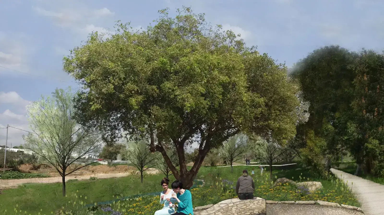 הדמייה של שיקום נחל השבעה ואדי אל-מאדי ליד שיבלי אום אל ג'אנם