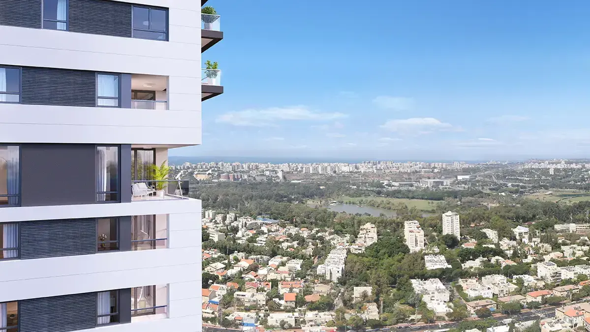 הדמיה של הנוף הנשקף ממרומי פרויקט "פסגת דן" של חברת דן נדל"ן
