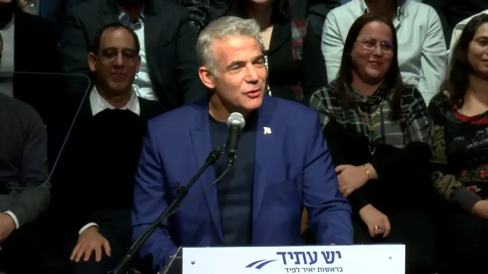 יו"ר יש עתיד, יאיר לפיד במהלך השקת הקמפיין של מפלגתו בראשל"צ 8 בינואר 2019