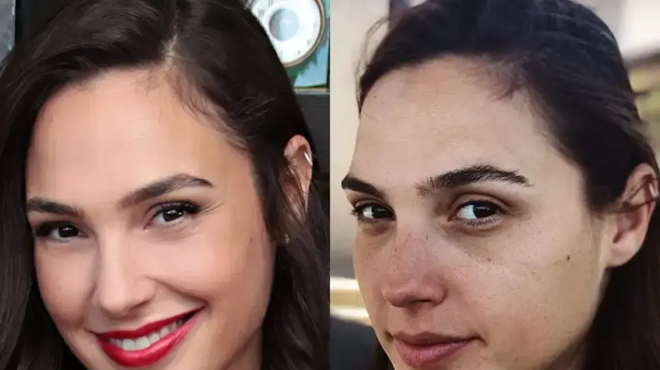 גל גדות עם איפור ובלי