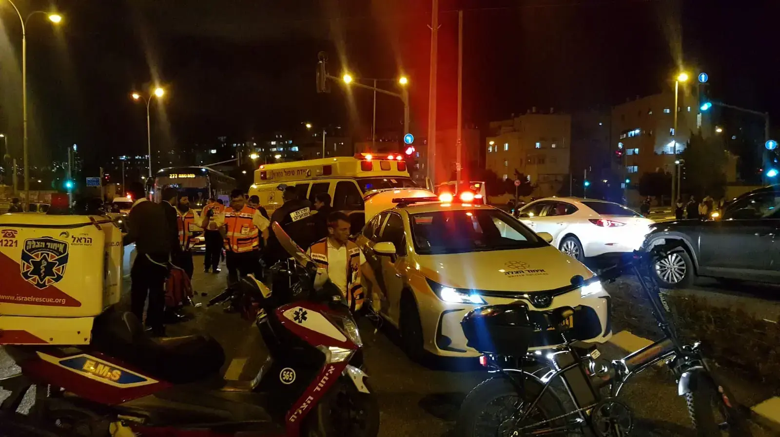 זירת תאונת הדרכים ברחוב גולדה מאיר, ירושלים 21 באפריל 2019
