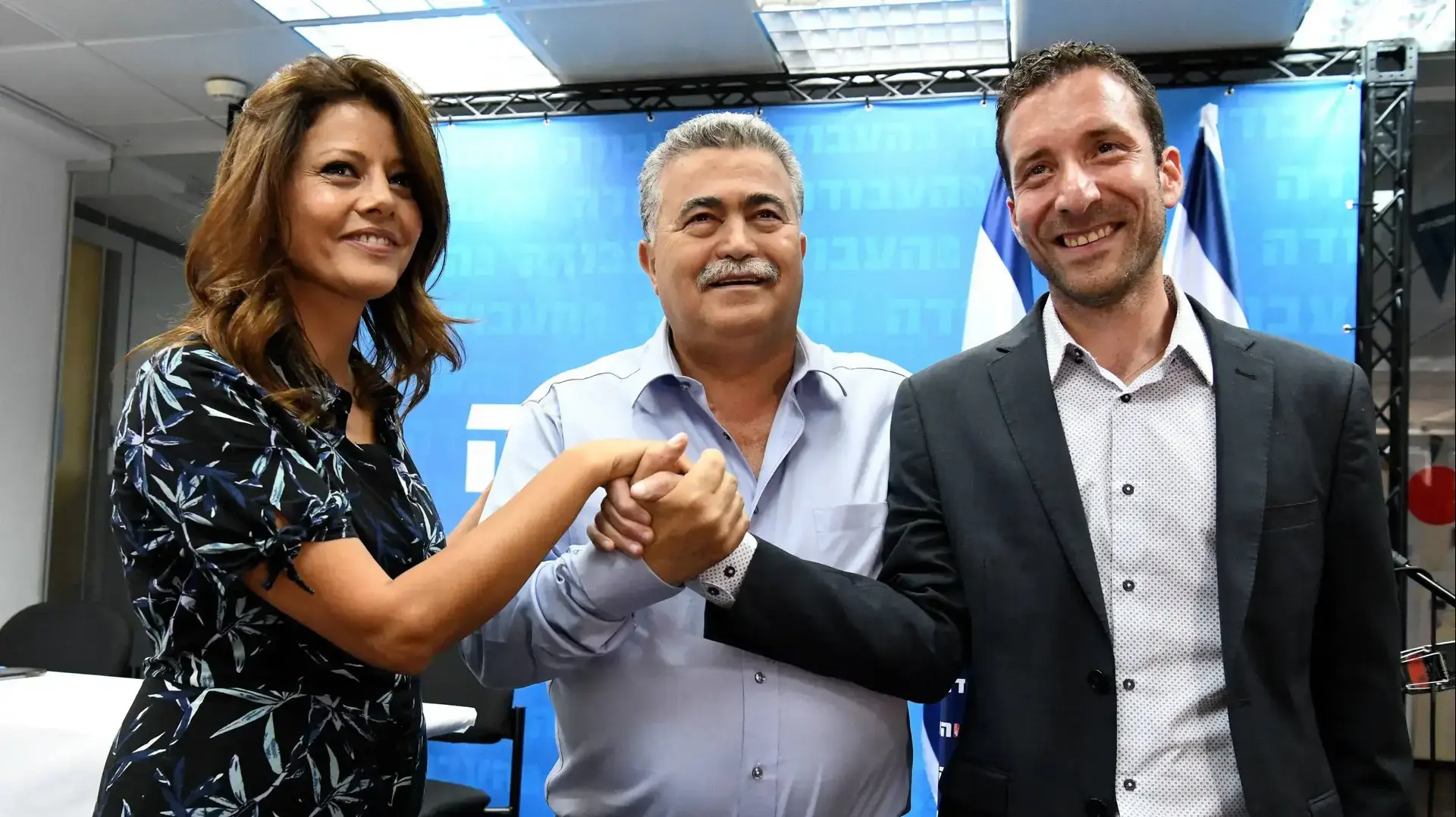 מפלגת העבודה בחירות 2019 מועד ב, עמיר פרץ   איציק שמולי ואורלי לוי, 28.07.2019
