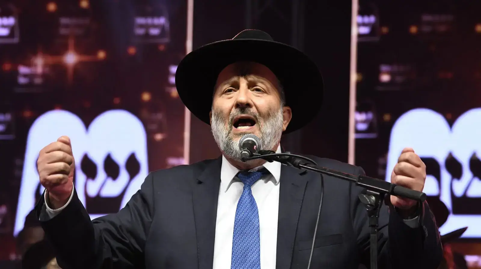 יו"ר ש"ס אריה דרעי הכנס המרכזי של תנועת ש"ס, היכל "הטוטו" חולון, 11 בספטמבר 2019