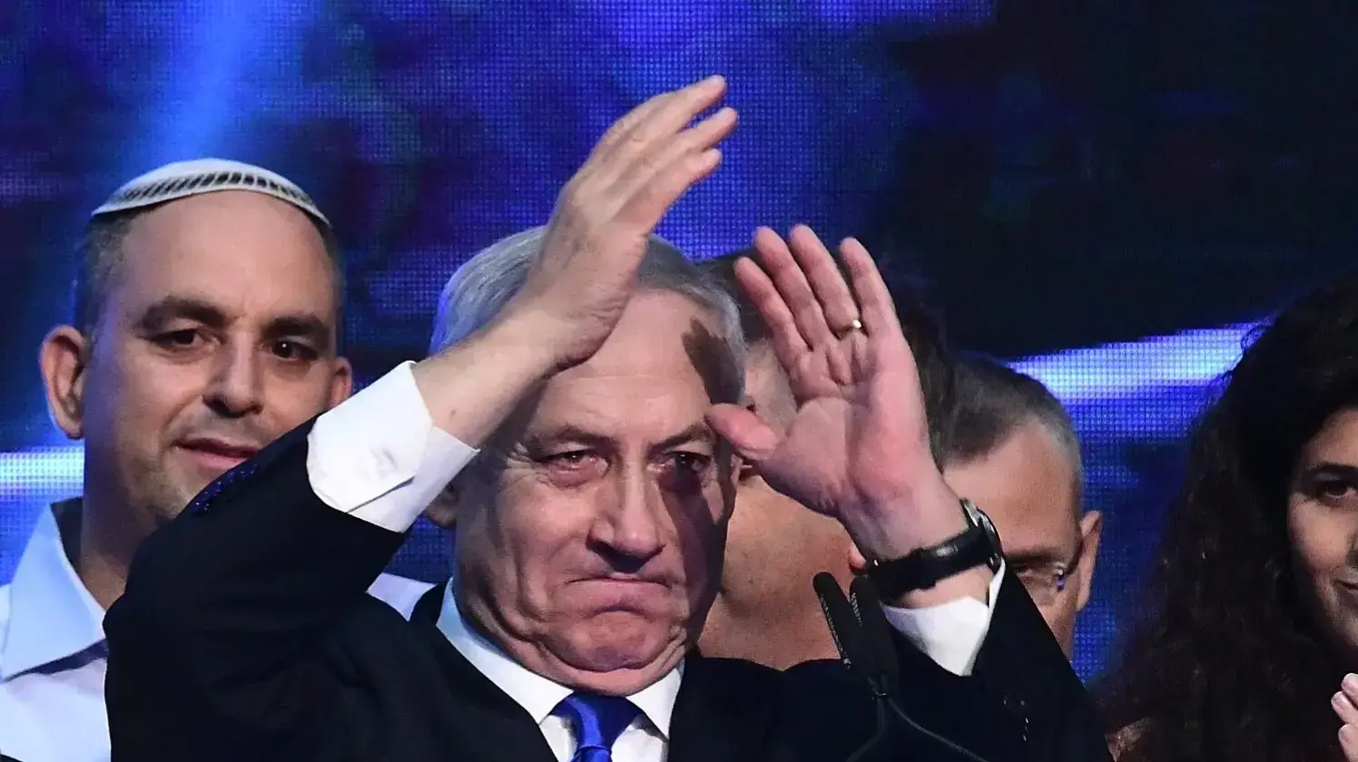 בנימין נתניהו וחברי הליכוד במטה המפלגה בגני התערוכה, תל אביב 18 בספטמבר 2019