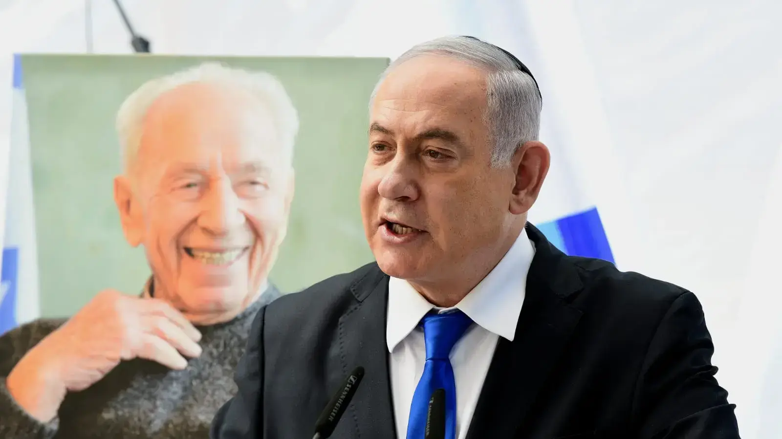 ראש הממשלה בנימין נתניהו נואם באזכרה לנשיאה התשיעי של ישראל, שמעון פרס, הר הרצל ירושלים, 19 בספטמבר 2019