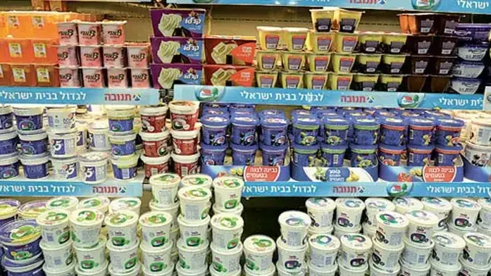 מדף של מוצרי תנובה. רשמו ירידה במכירות בחודש נובמבר