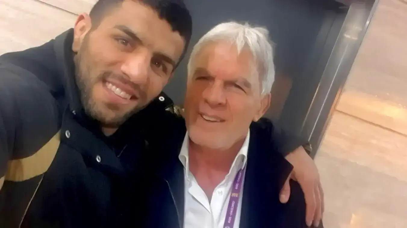 סעיד מולאי ג'ודוקא איראני עם יושב ראש איגוד הג'ודו משה פונטי