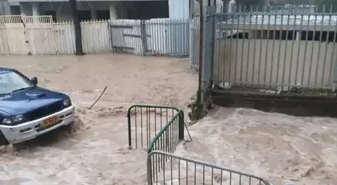 הצפות גדולות בחיפה בעקבות הגשם. 08 בינואר 2020.