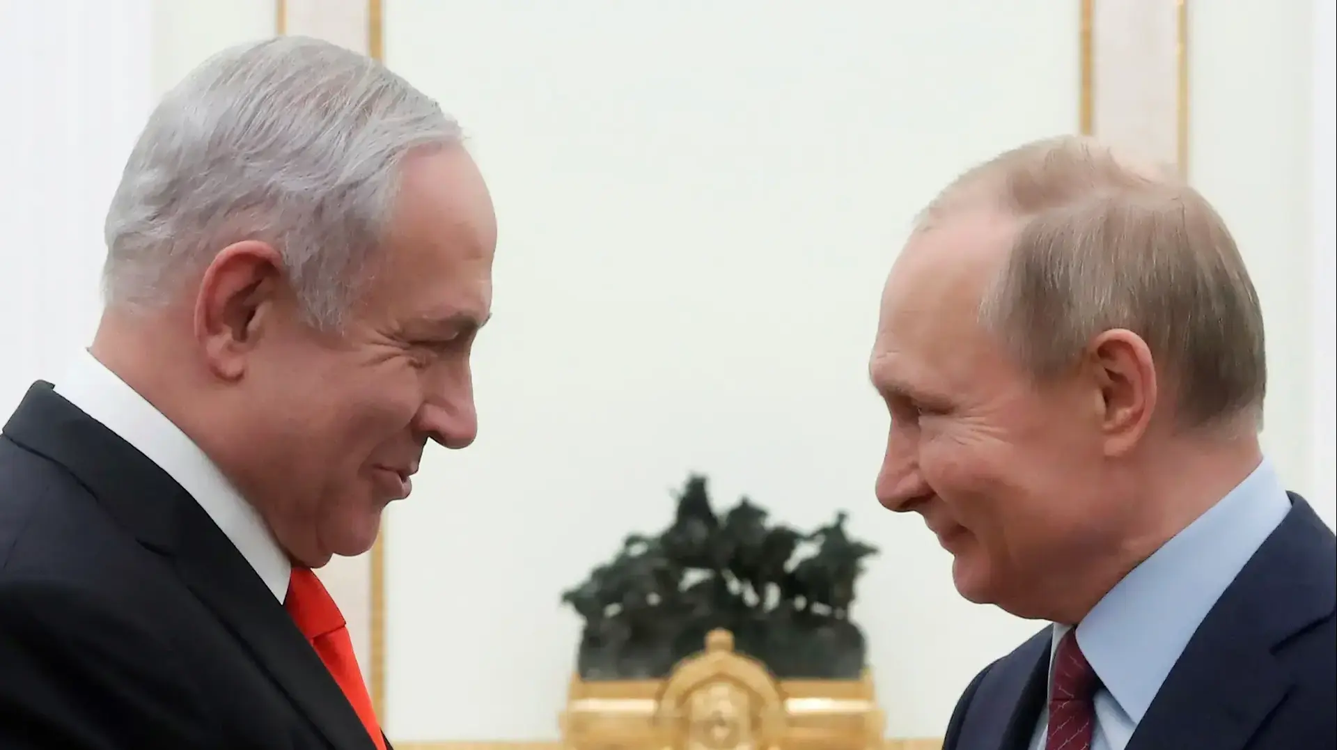 נשיא רוסיה ולדימיר פוטין וראש הממשלה בנימין נתניהו בפגישה בקרמלין במוסקבה, 30 בינואר 2020