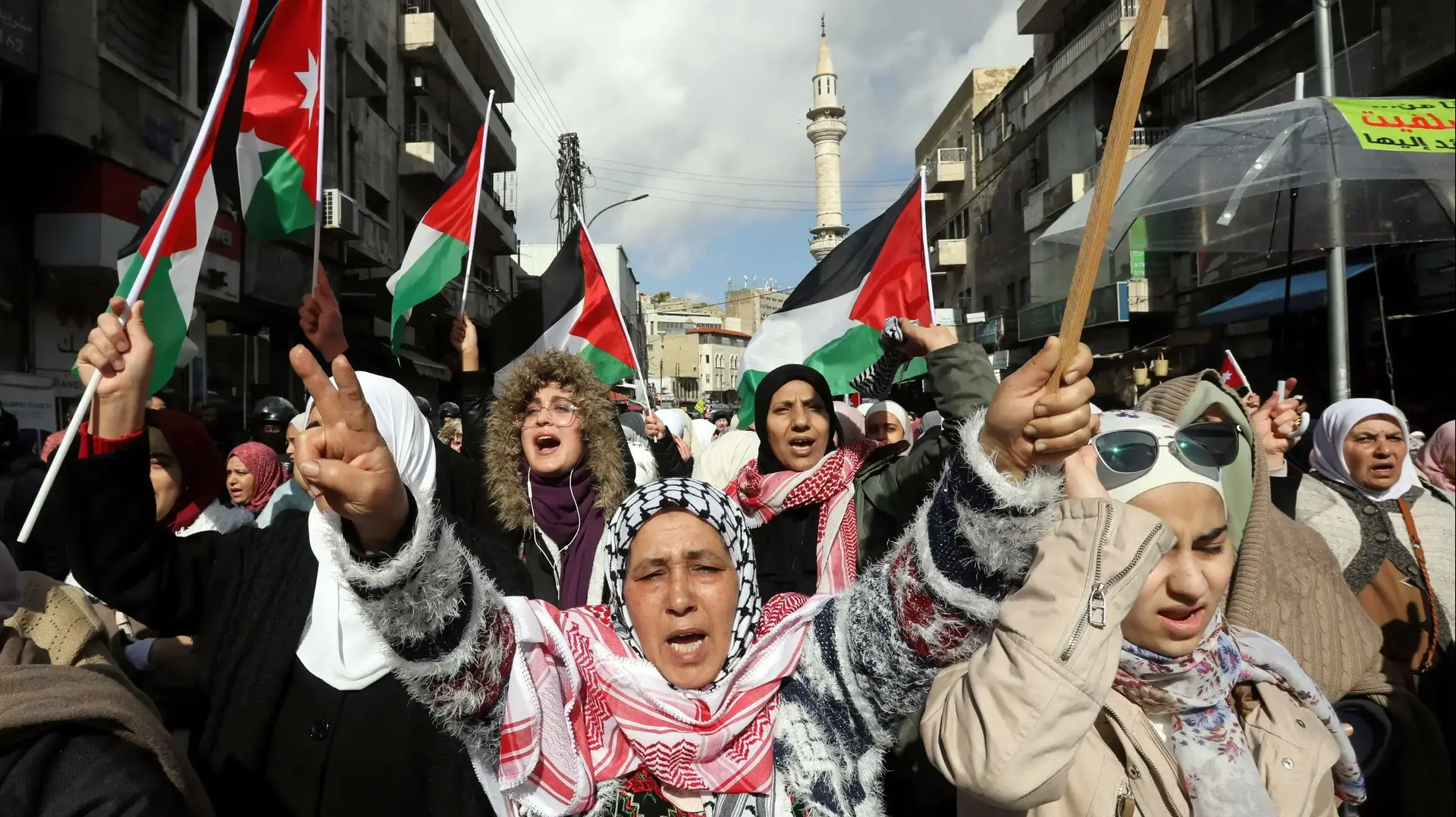 הפגנות ענק בירדן נגד עסקת המאה של נשיא ארצות הברית דונלד טראמפ. 31 בינואר 2020.