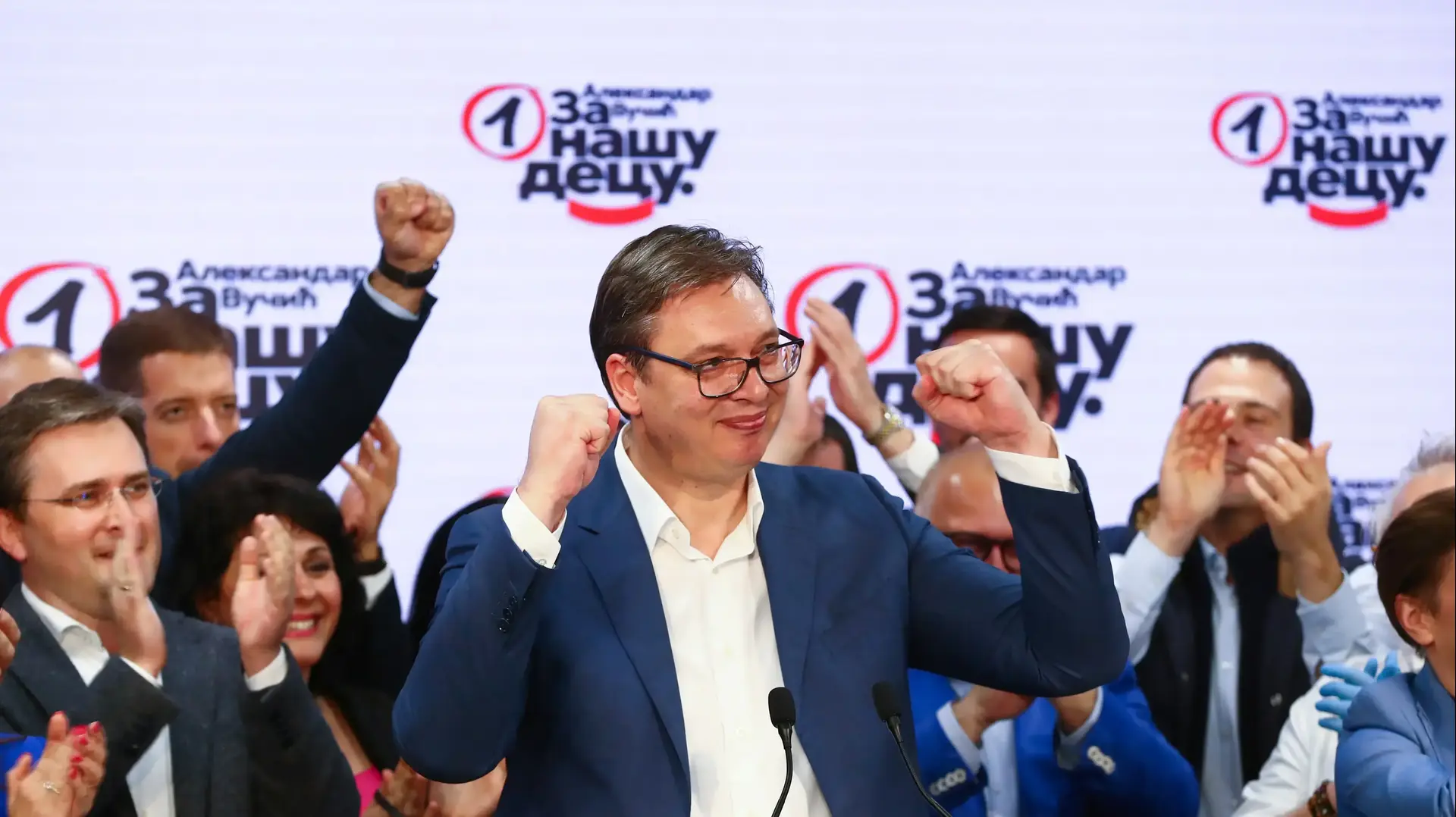 נשיא סרביה, אלכסנדר ווצ'יץ' לאחר תוצאות הבחירות בבלגרד 21 ביוני 2020