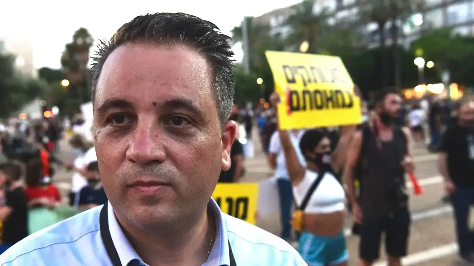 רועי כהן, יו"ר להב, מחאת העצמאים בכיכר רבין, 11 ביולי 2020